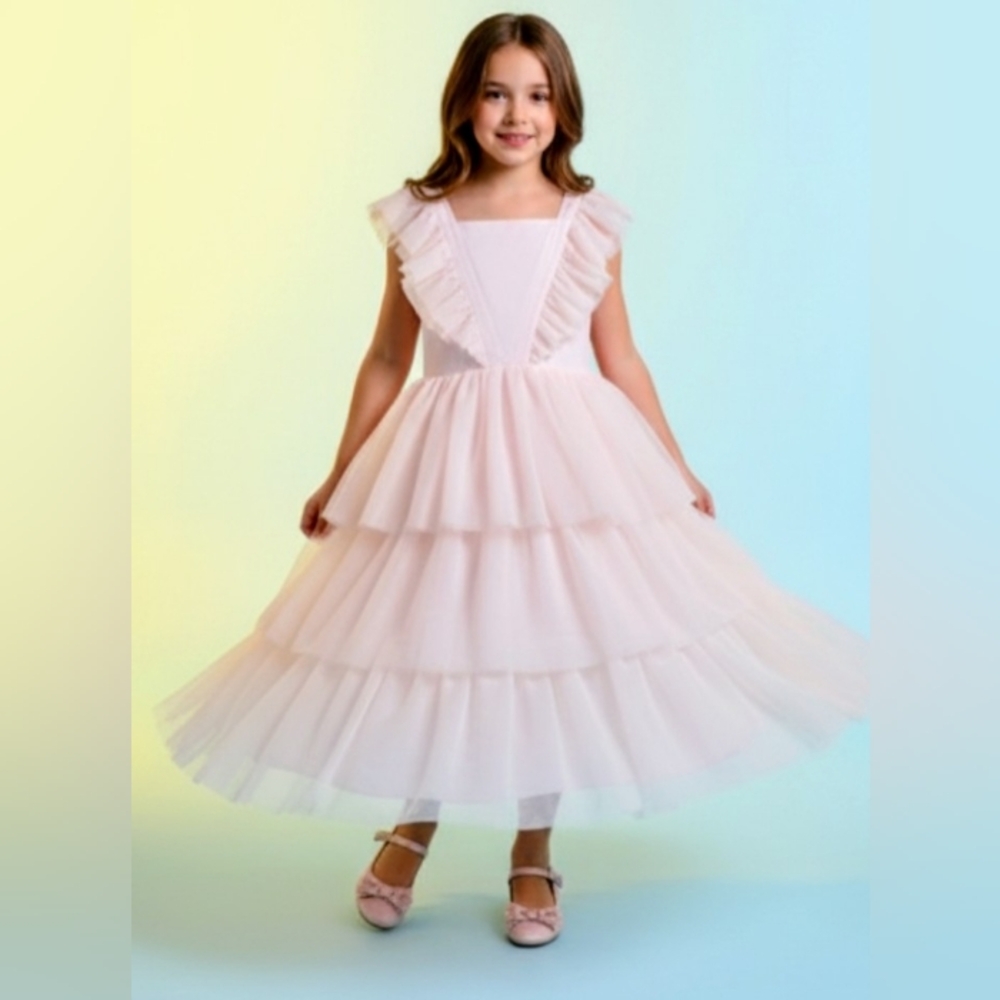 Pippa & Julie Blush Ruffled Tulle Dress